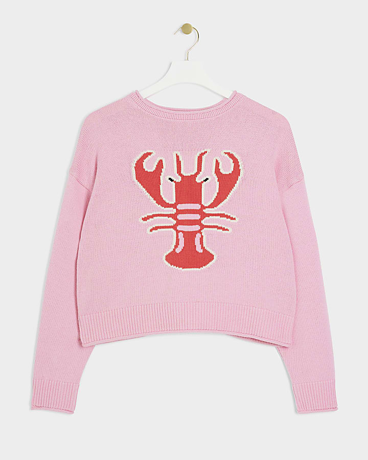 Pink lobster knit jumper