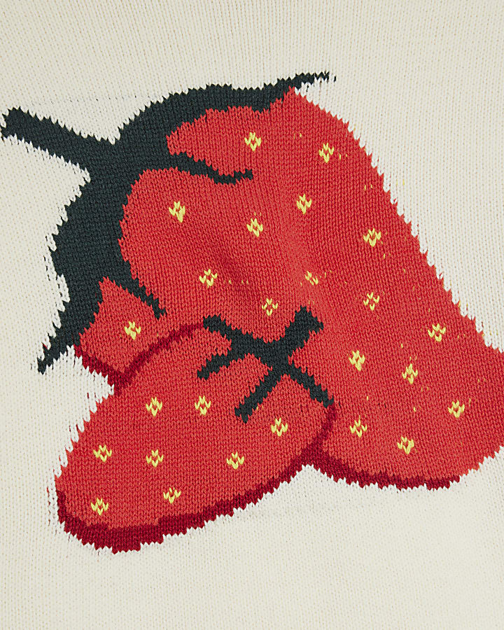 Cream strawberry knit jumper
