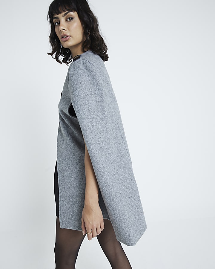 Grey Military Wool Cape