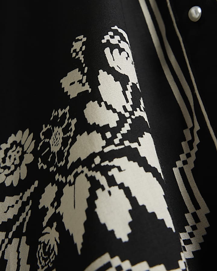Plus Black western floral shirt