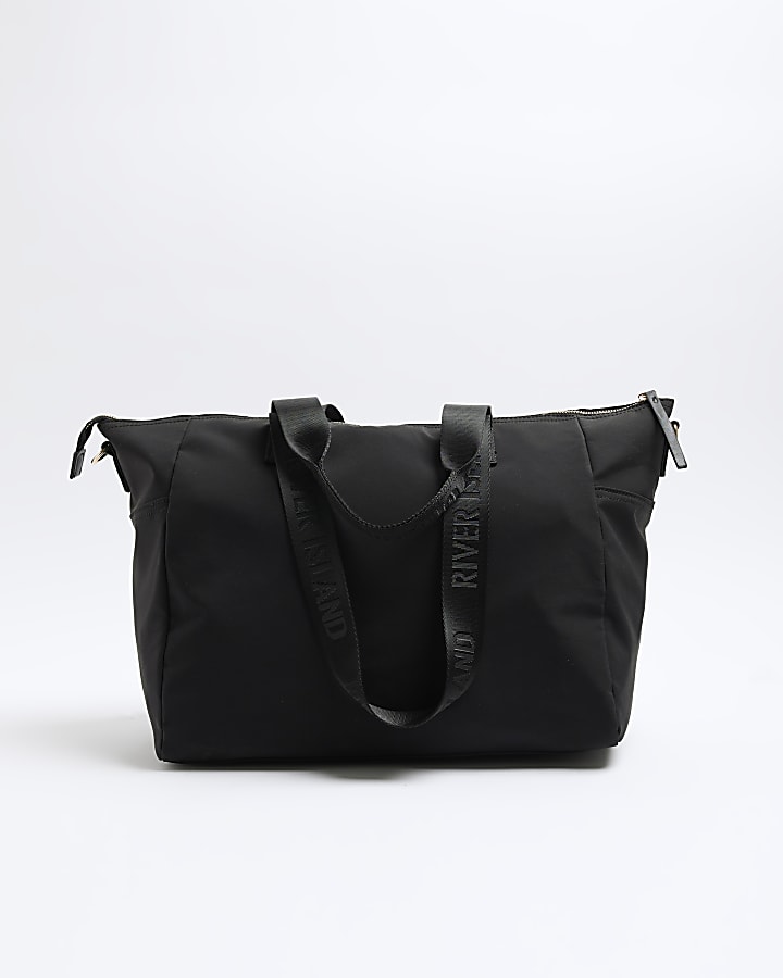 Black front zip holdall travel bag