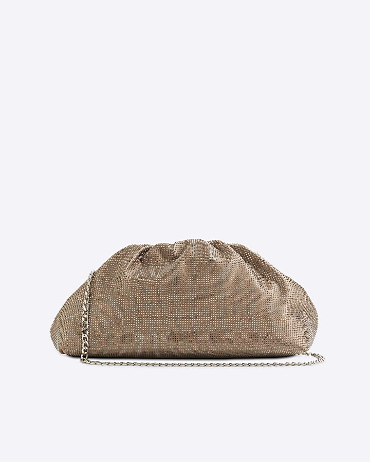 Bronze diamante clutch bag