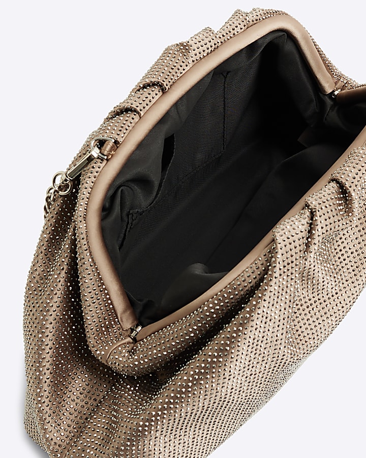 Bronze diamante clutch bag