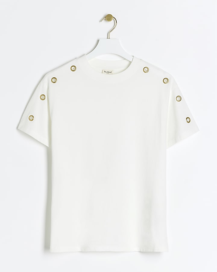 White Eyelet Short Sleeve T-shirt