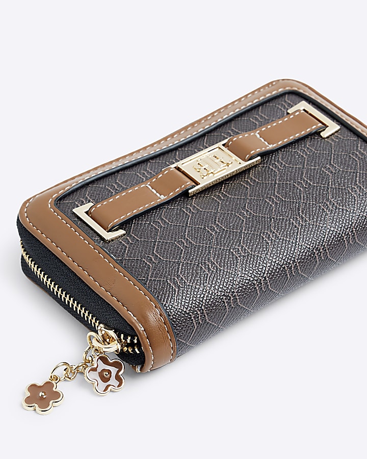 Brown Monogram Flower Charm Purse