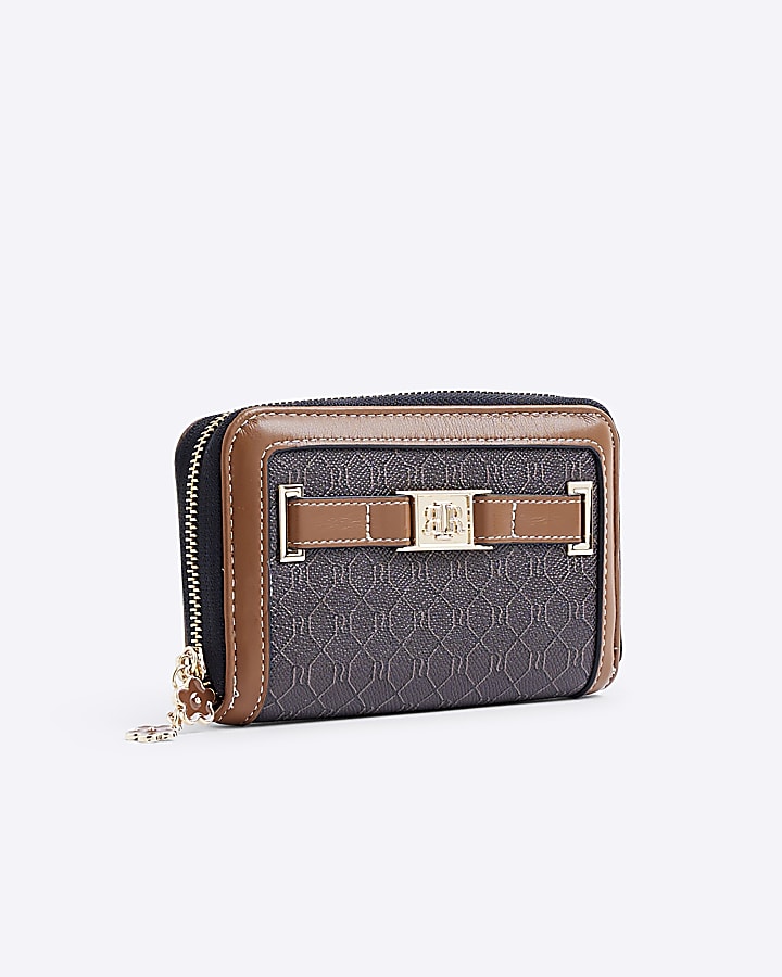 Brown Monogram Flower Charm Purse