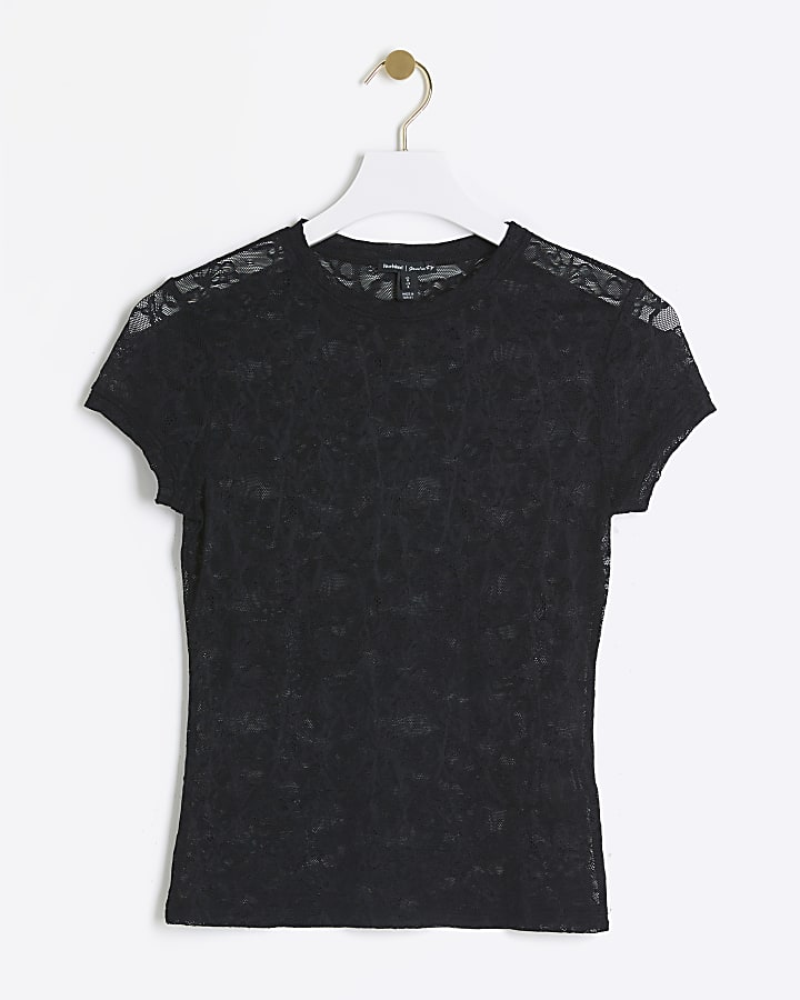 Black lace t-shirt