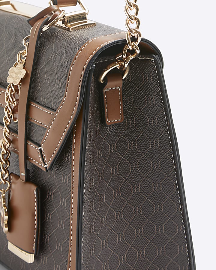 Brown Cross Body Top Handle Bag and Purse Set