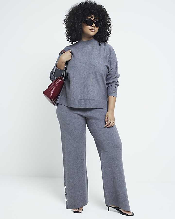 Plus Grey knitted trousers