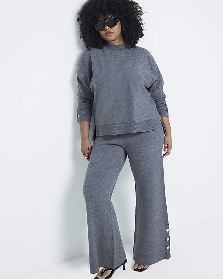 Plus Grey knitted trousers