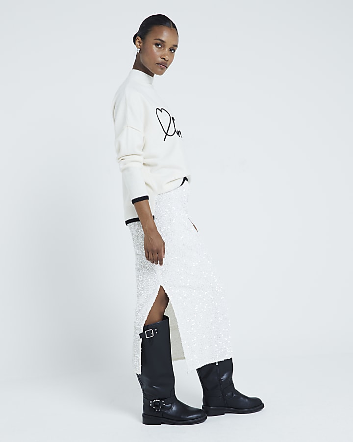 Cream L'Amour Graphic High Neck Jumper