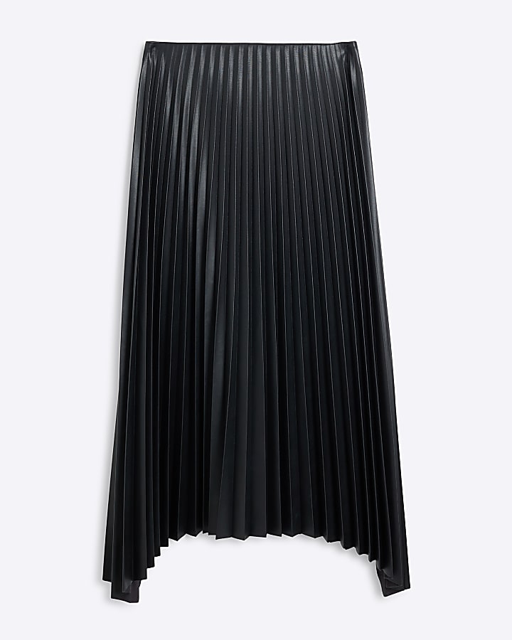 Black Pleated Midi Skirt