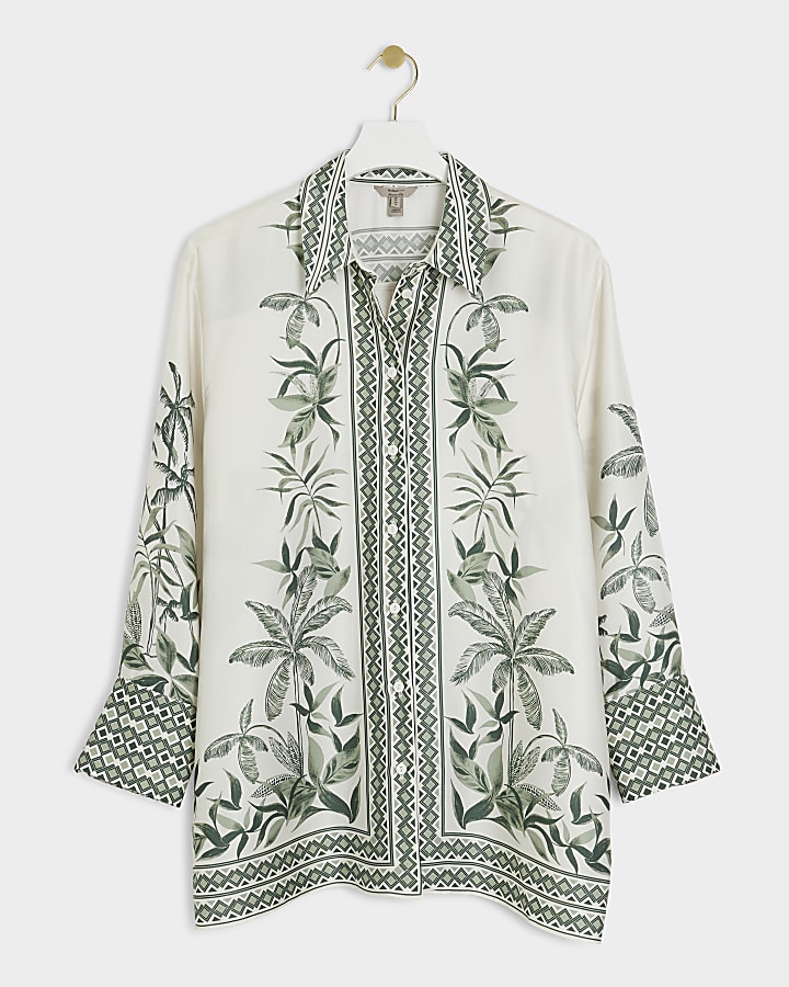 Cream Tropical Graphic Shirt