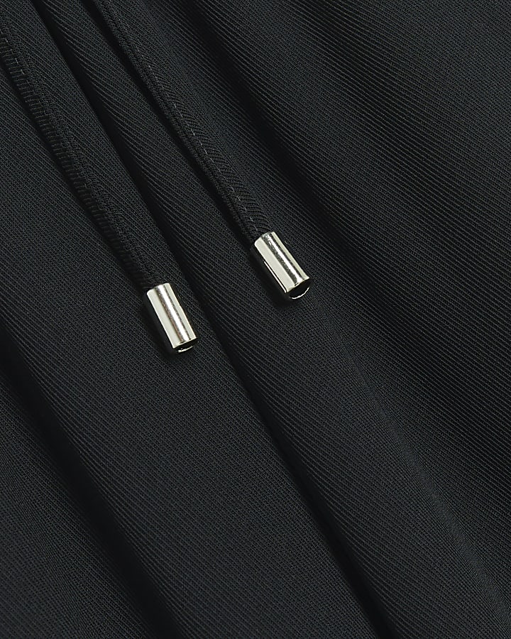 Black side stripe wide leg joggers