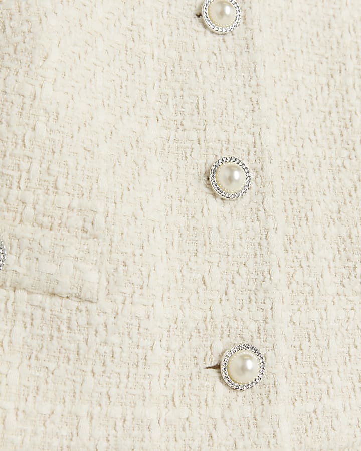 Cream boucle fringe detail waistcoat
