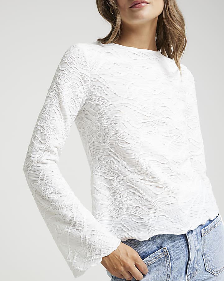 Cream lace long sleeve top