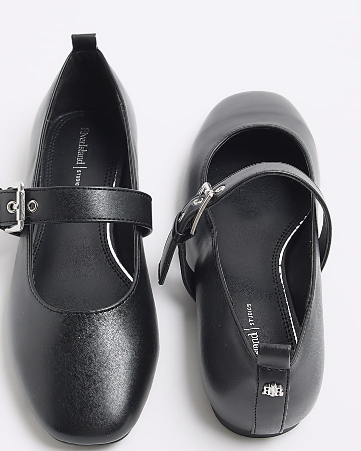 Black Mary Jane Buckle Ballet Pumps