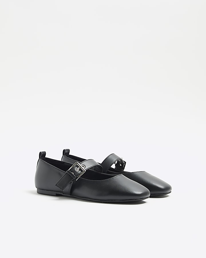 Black Mary Jane Buckle Ballet Pumps