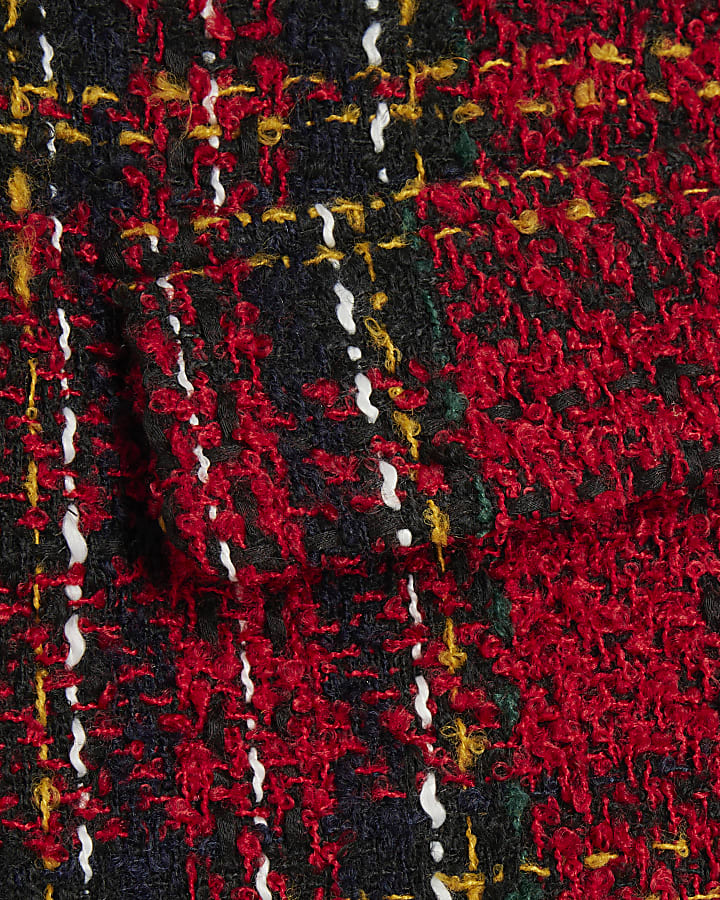Red Tartan Boucle Mini Skirt
