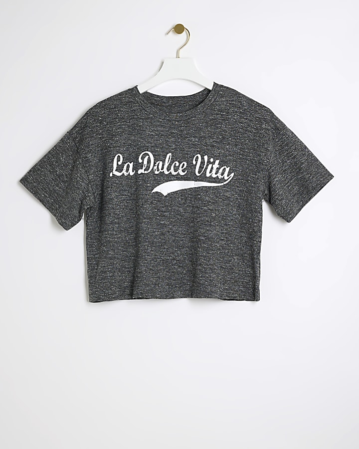 Grey La Dolce Vita graphic t-shirt