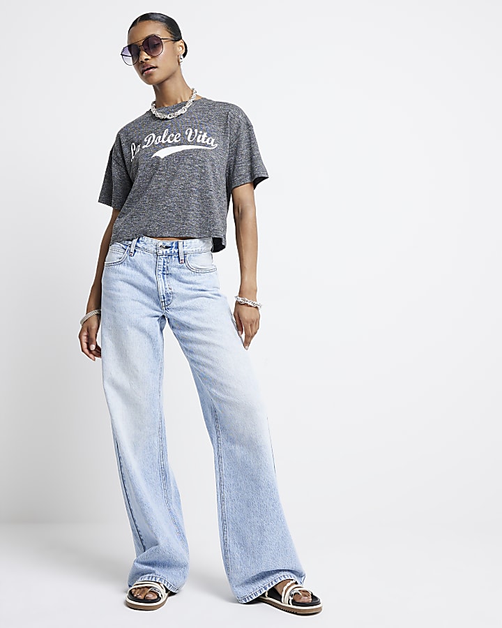 Grey La Dolce Vita graphic t-shirt