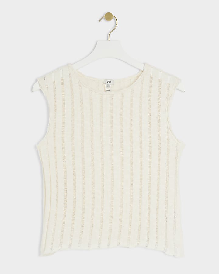 Cream Ladder Tank Top