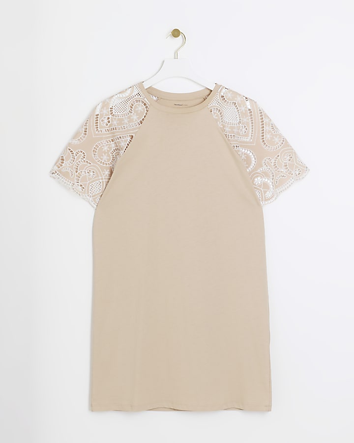Beige t-shirt mini dress