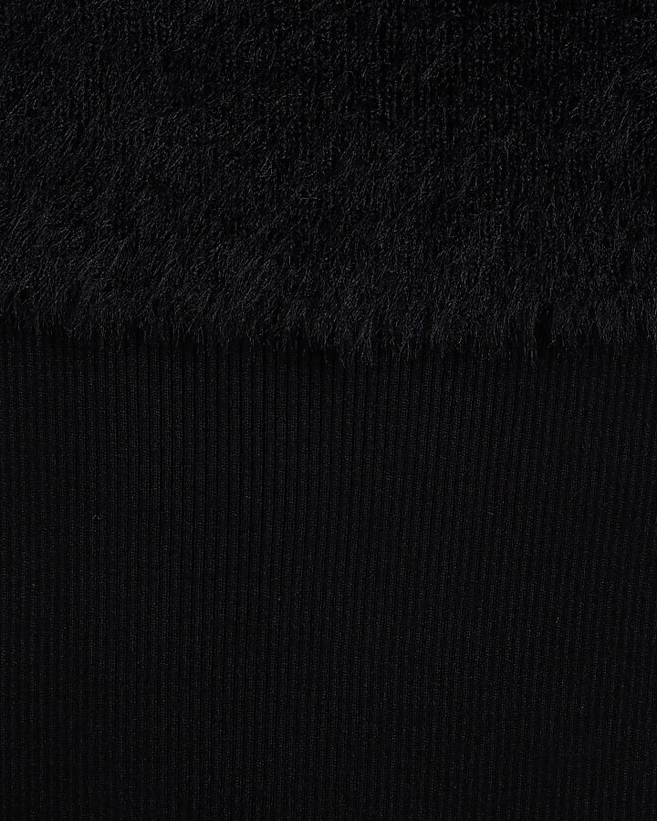 Black Fluffy Bardot Midi Dress