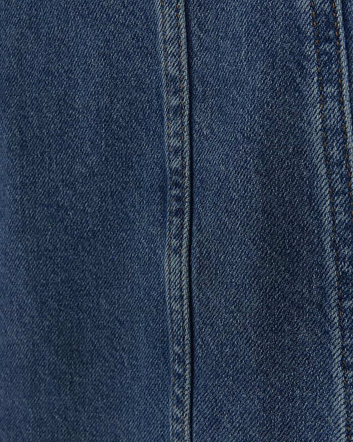 Blue denim seam detail shift mini dress