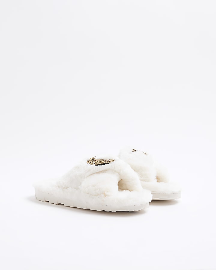 Cream Moon Star Strap Slippers