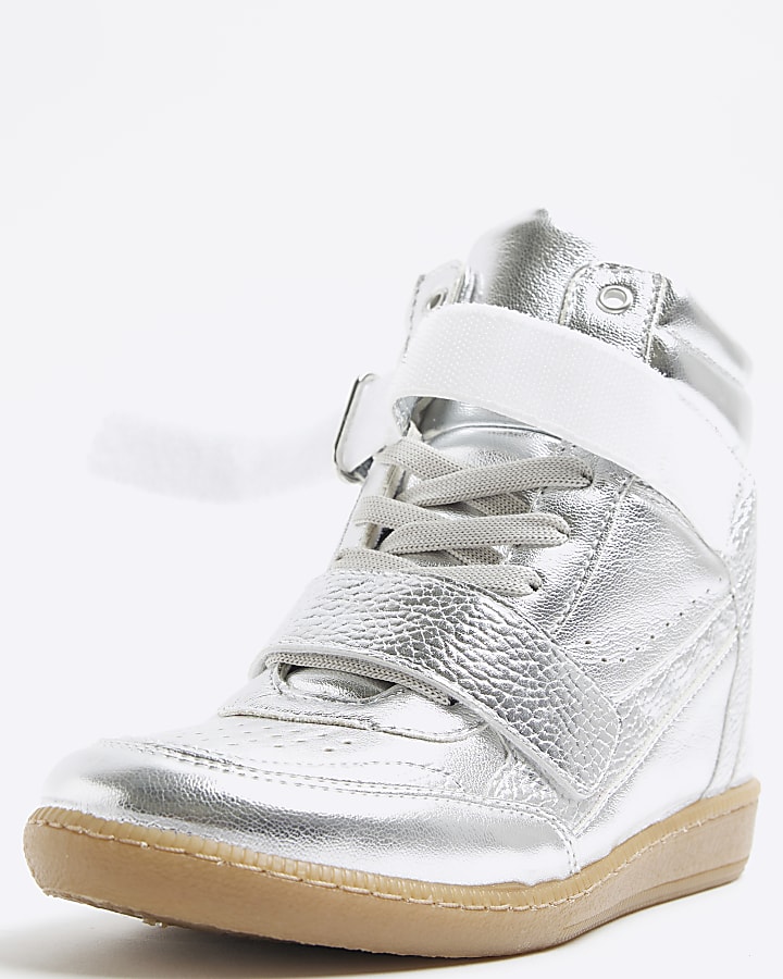 Silver High Top Wedge Trainers