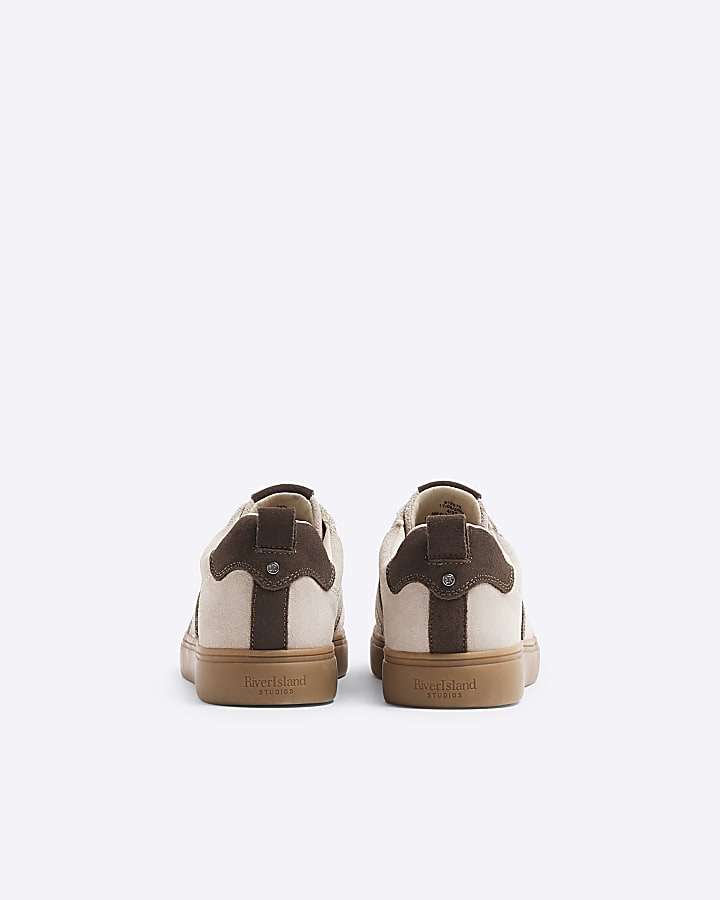 Beige Lace Up Trainers