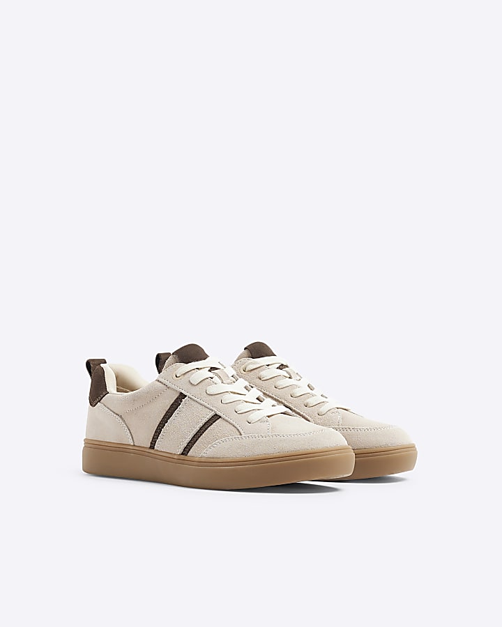 Beige Lace Up Trainers