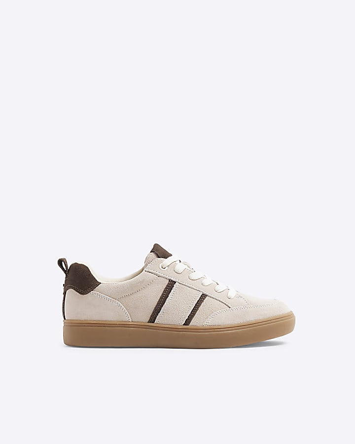 Beige Lace Up Trainers
