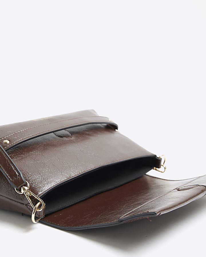 Brown Fold Over Small Clutch Bag