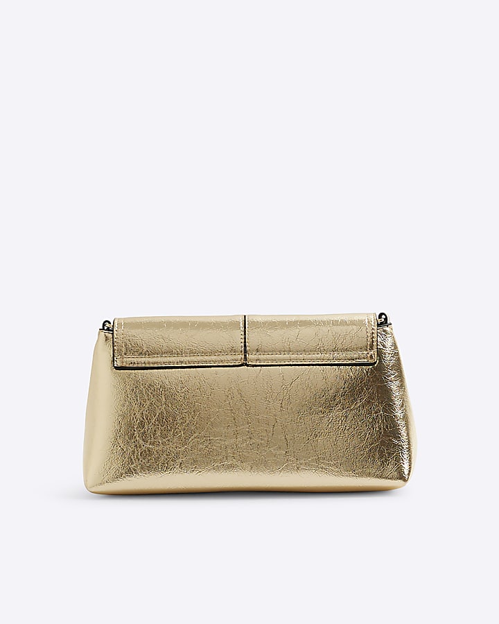 Gold Fold Over Clutch Bag