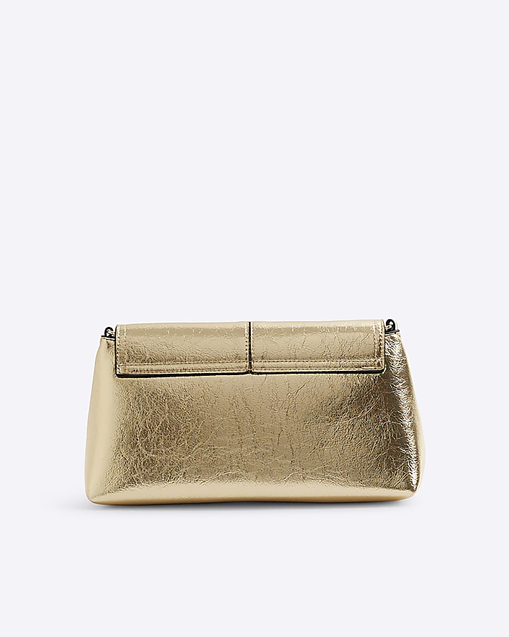 Gold Fold Over Small Clutch Bag