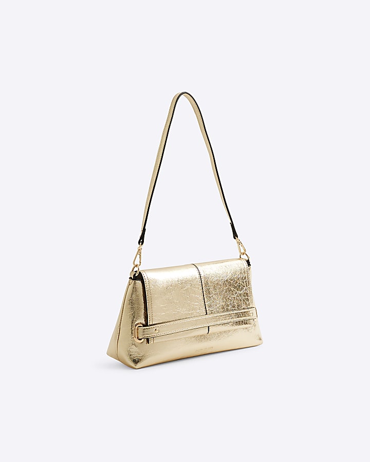 Gold Fold Over Clutch Bag