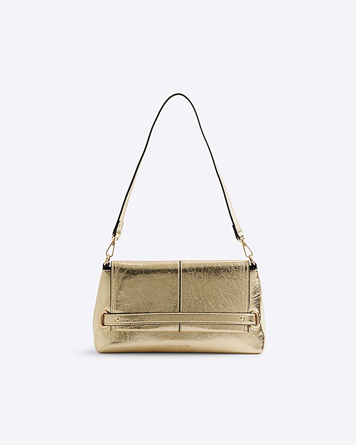 Gold Fold Over Clutch Bag