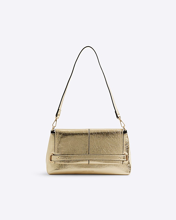 Gold Fold Over Small Clutch Bag