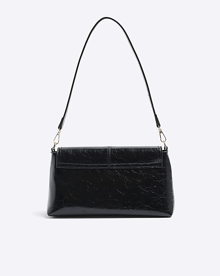 Black Fold Over Small Clutch Bag