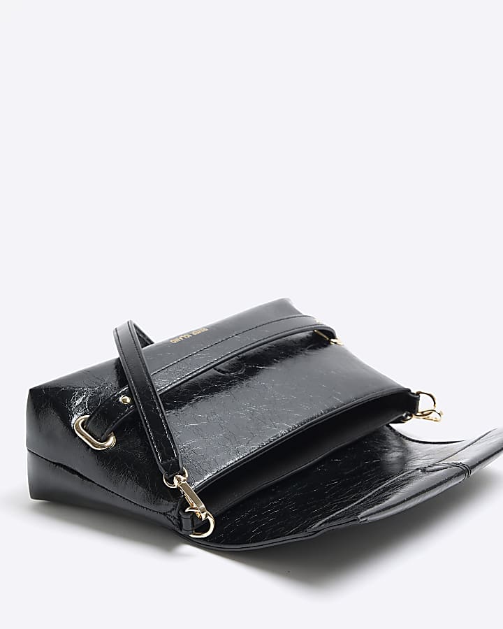 Black Fold Over Small Clutch Bag