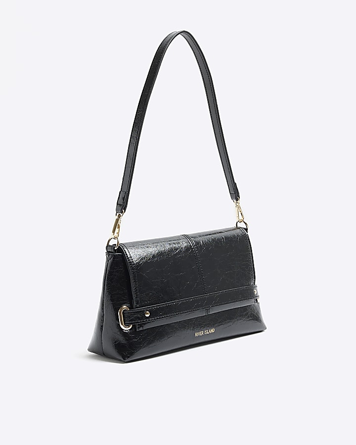 Black Fold Over Small Clutch Bag