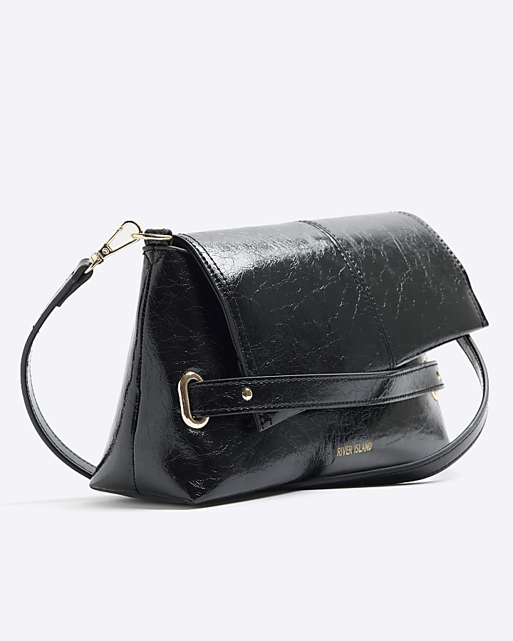 Black Fold Over Small Clutch Bag