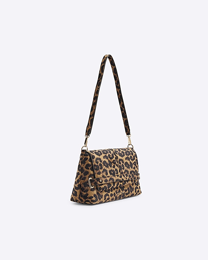 Brown Leopard Fold Over Small Clutch Bag