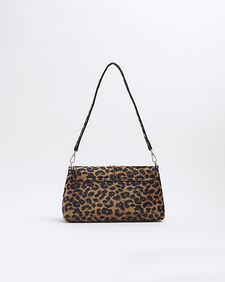 Brown Leopard Fold Over Small Clutch Bag