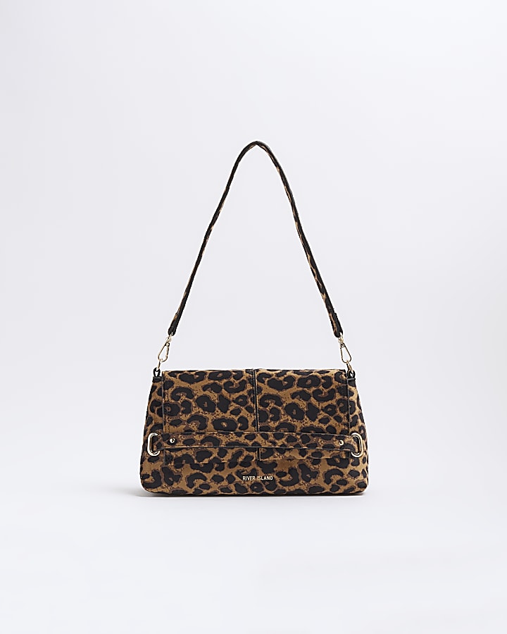 Brown Leopard Fold Over Small Clutch Bag
