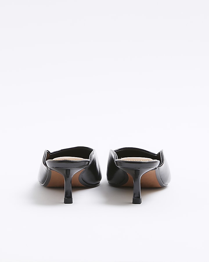 Black kitten heeled mule shoes