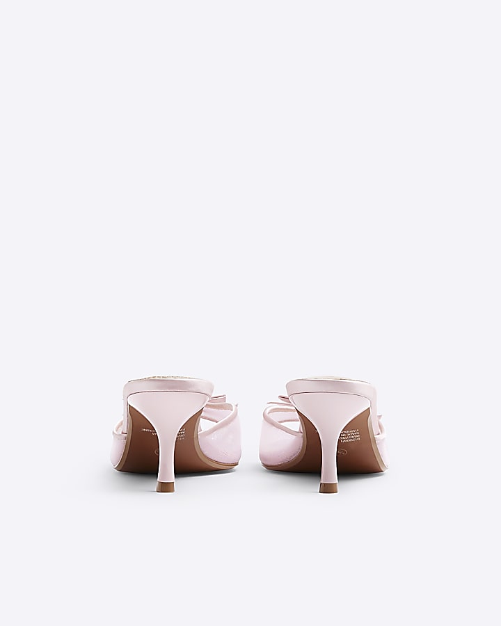 Pink Mini Bow Kitten Heel Mules