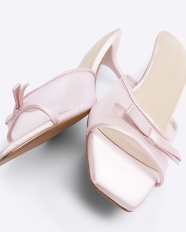 Pink Mini Bow Kitten Heel Mules